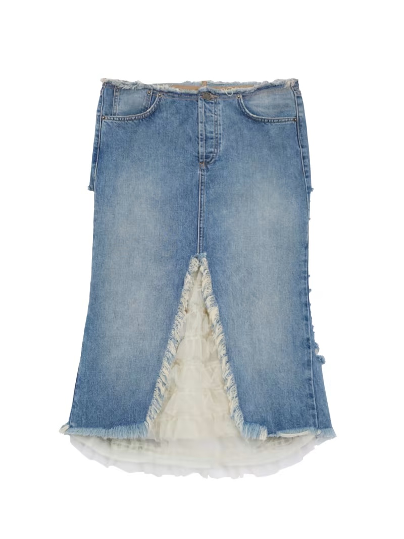 Distressed Denim Skirt