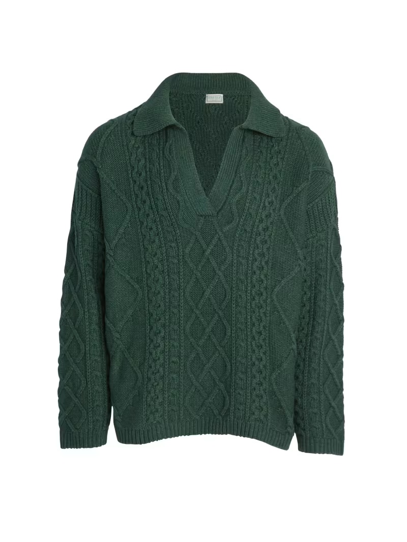 cable knit crewneck sweater