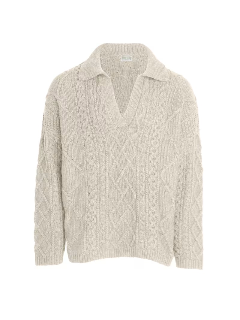 cable knit crewneck sweater