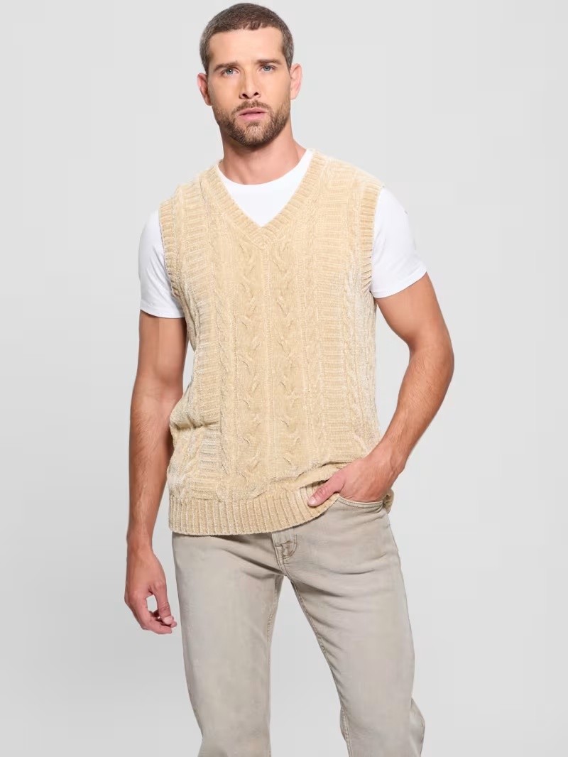 Eco Ebe Cable-Knit Chenille Sweater Vest