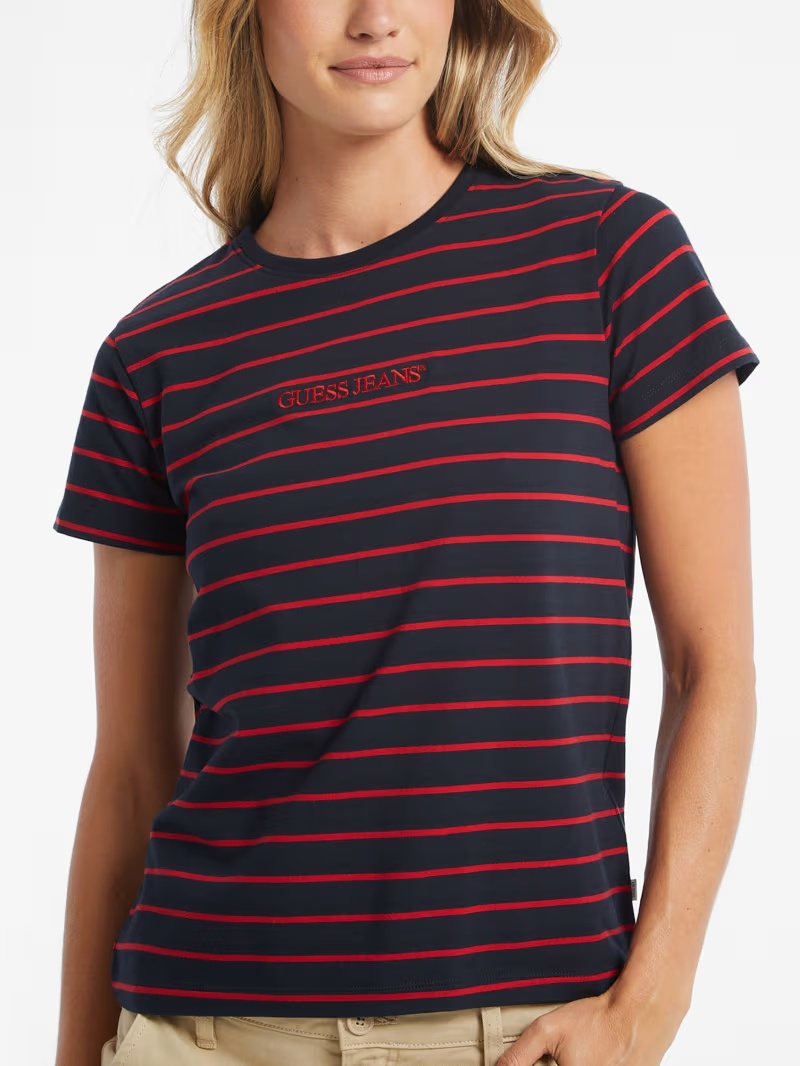 Classic Embroidered Logo Striped Tee