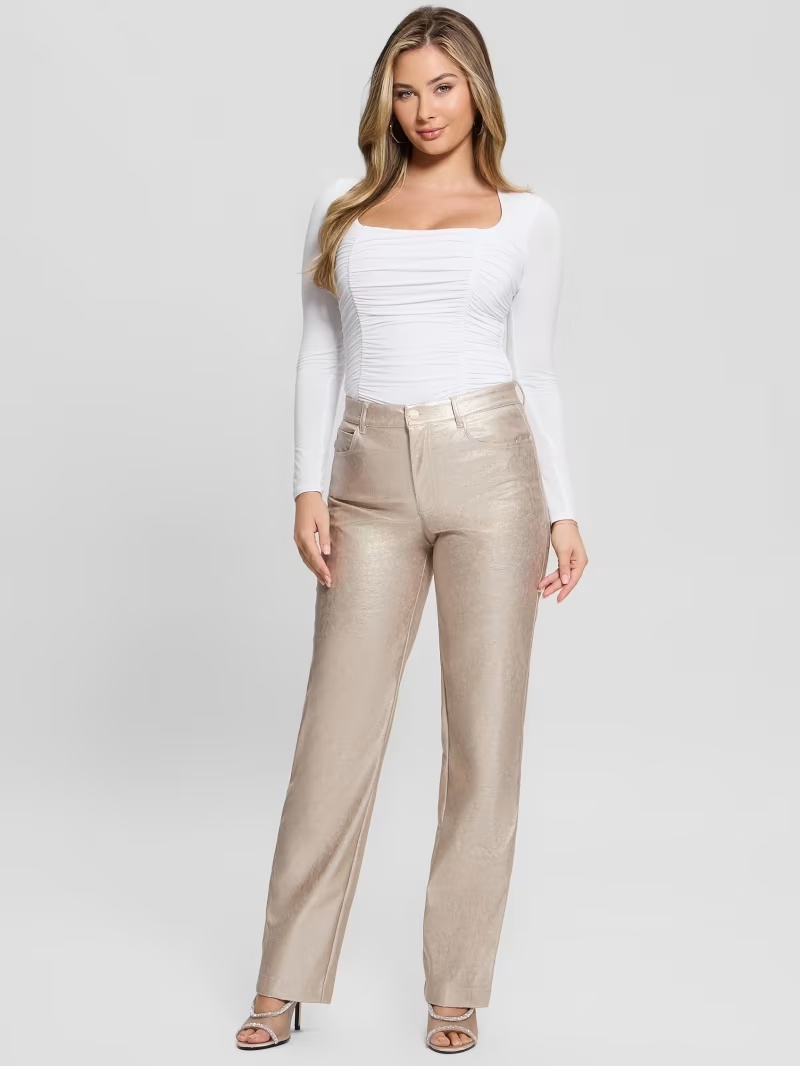 Ambra Metallic Faux-Leather Pants