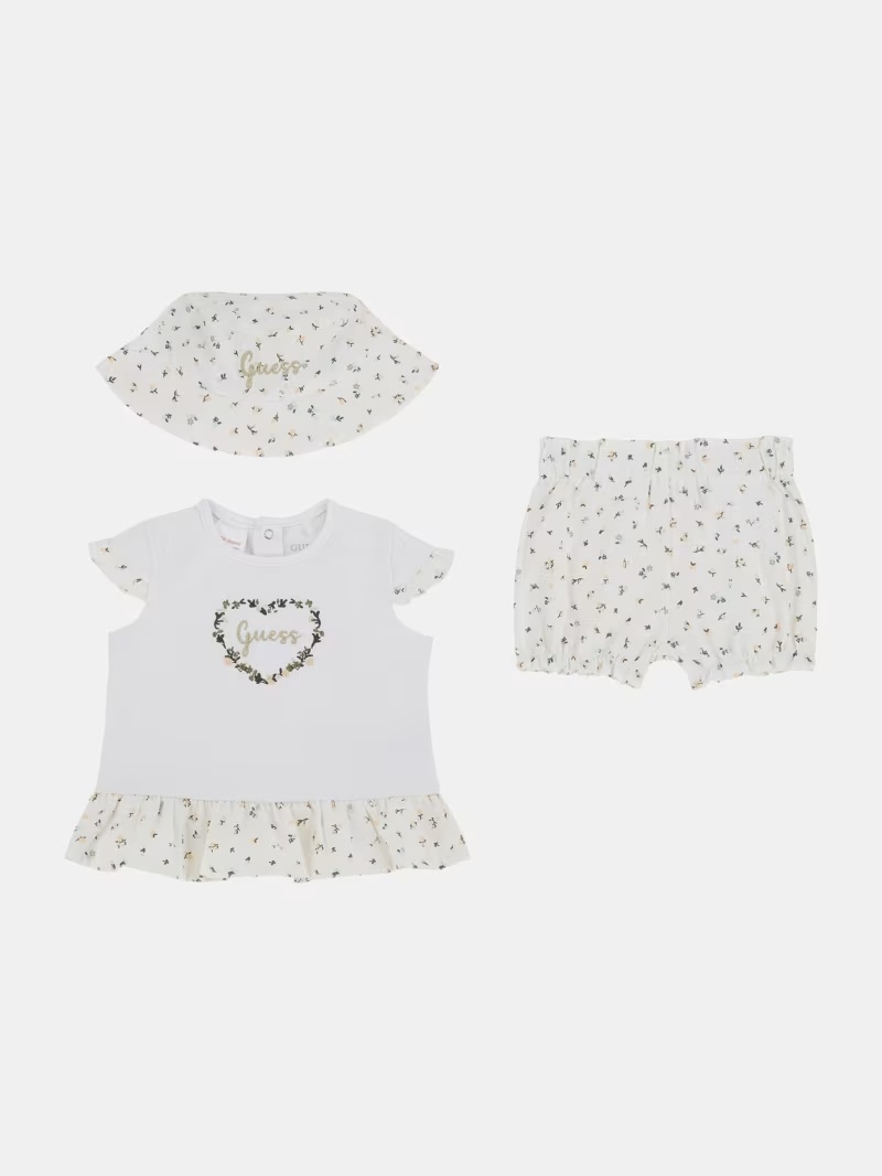Eco Floral Tee, Shorts and Bucket Hat Set (0-12M)
