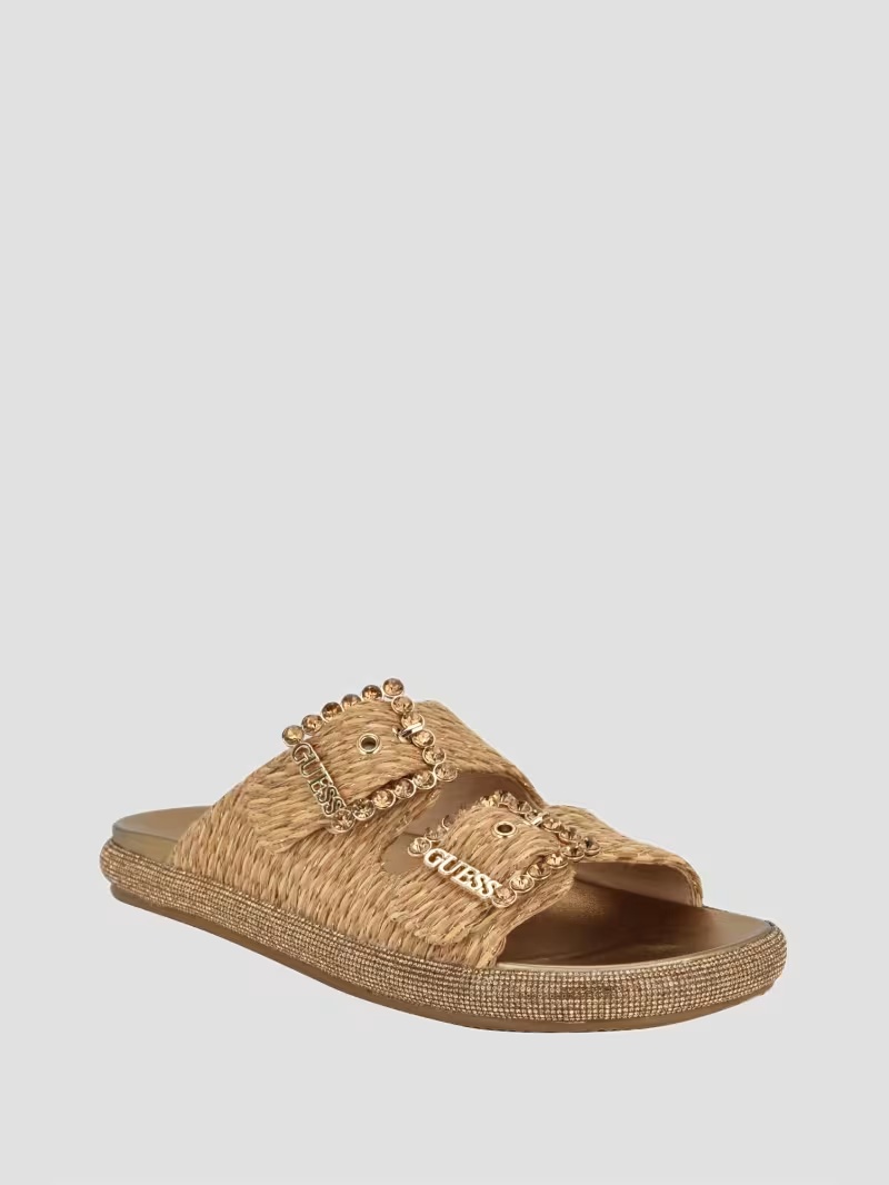 Funzy Embellished Two-Strap Slides
